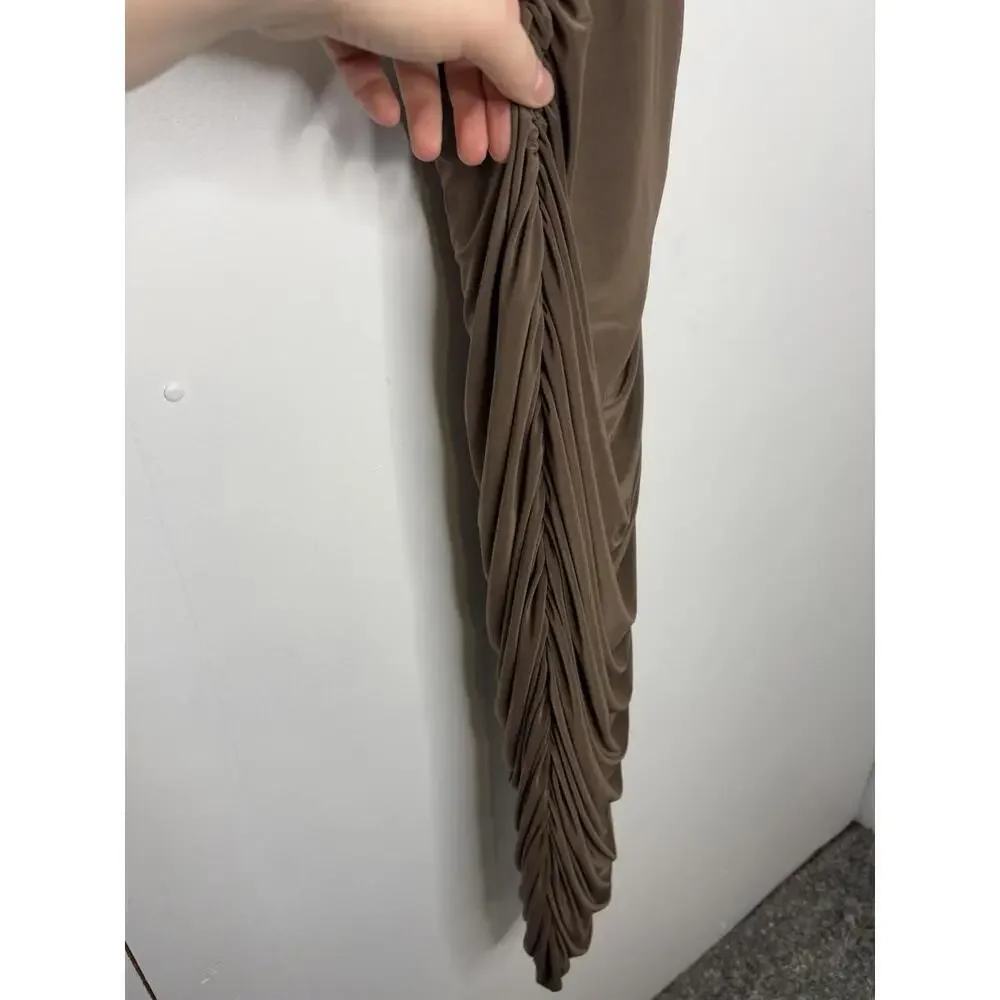 Vintage Dress Womens Medium Ruched Bodycon Stretchy Brown 90s Y2K Baddie Club